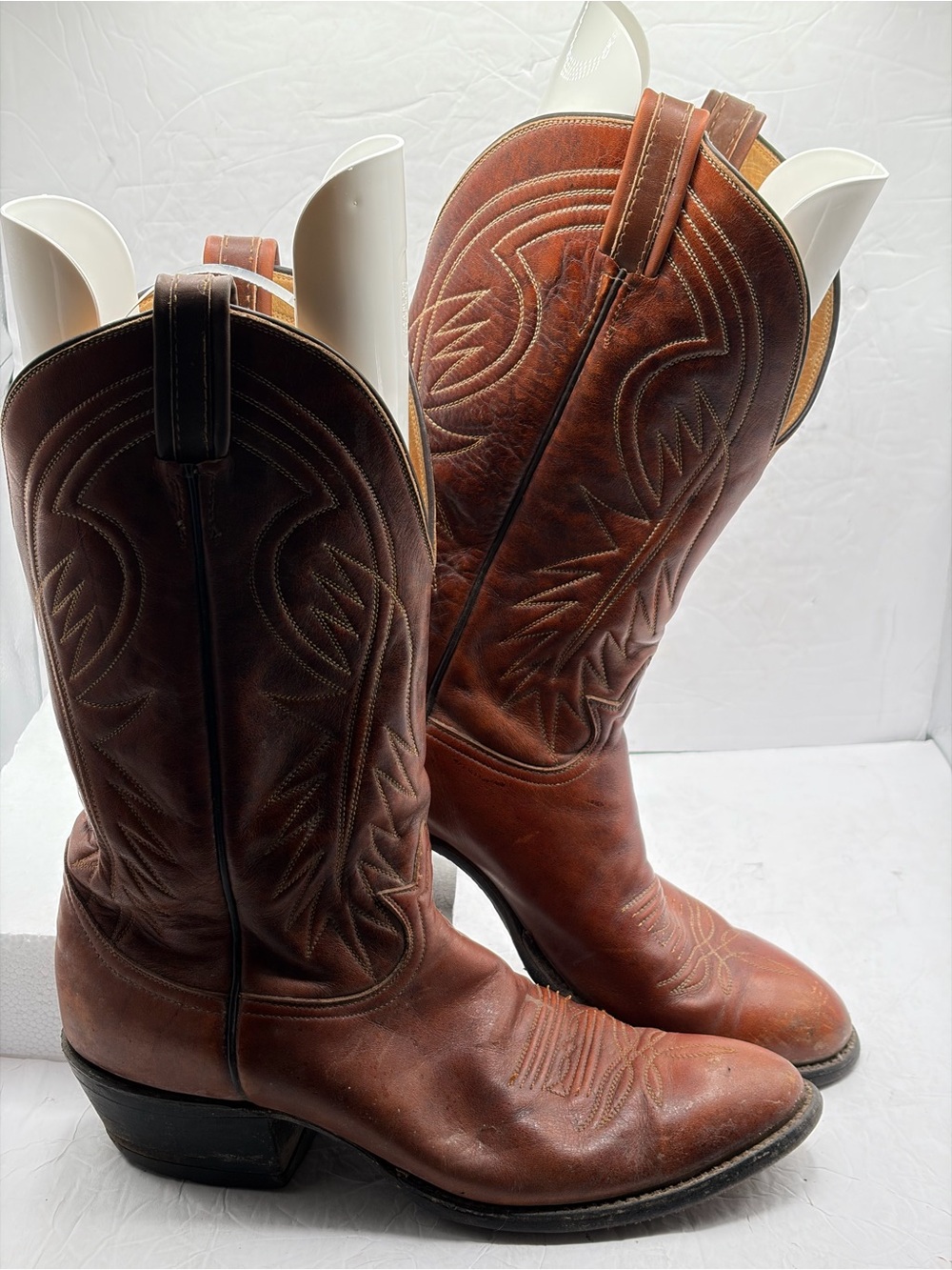 Vintage Tony Lama 1213 Brown Western Cowboy Boots Men's Size 9 USA Made